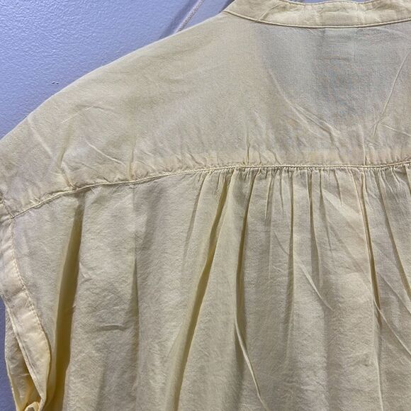 OLD NAVY Spring Yellow Cap tie sleeve button down blouse SZ Medium - Picture 7 of 9